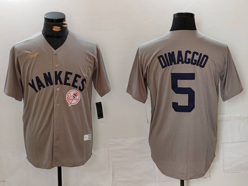 Men New York Yankees #5 Dimaggio Grey Throwback Game 2024 Nike MLB Jersey style 8142